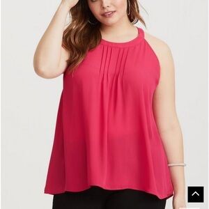 TORRID • Women’s Georgette Pleated Goddess Neck Tank Chiffon Fabric Size 1X